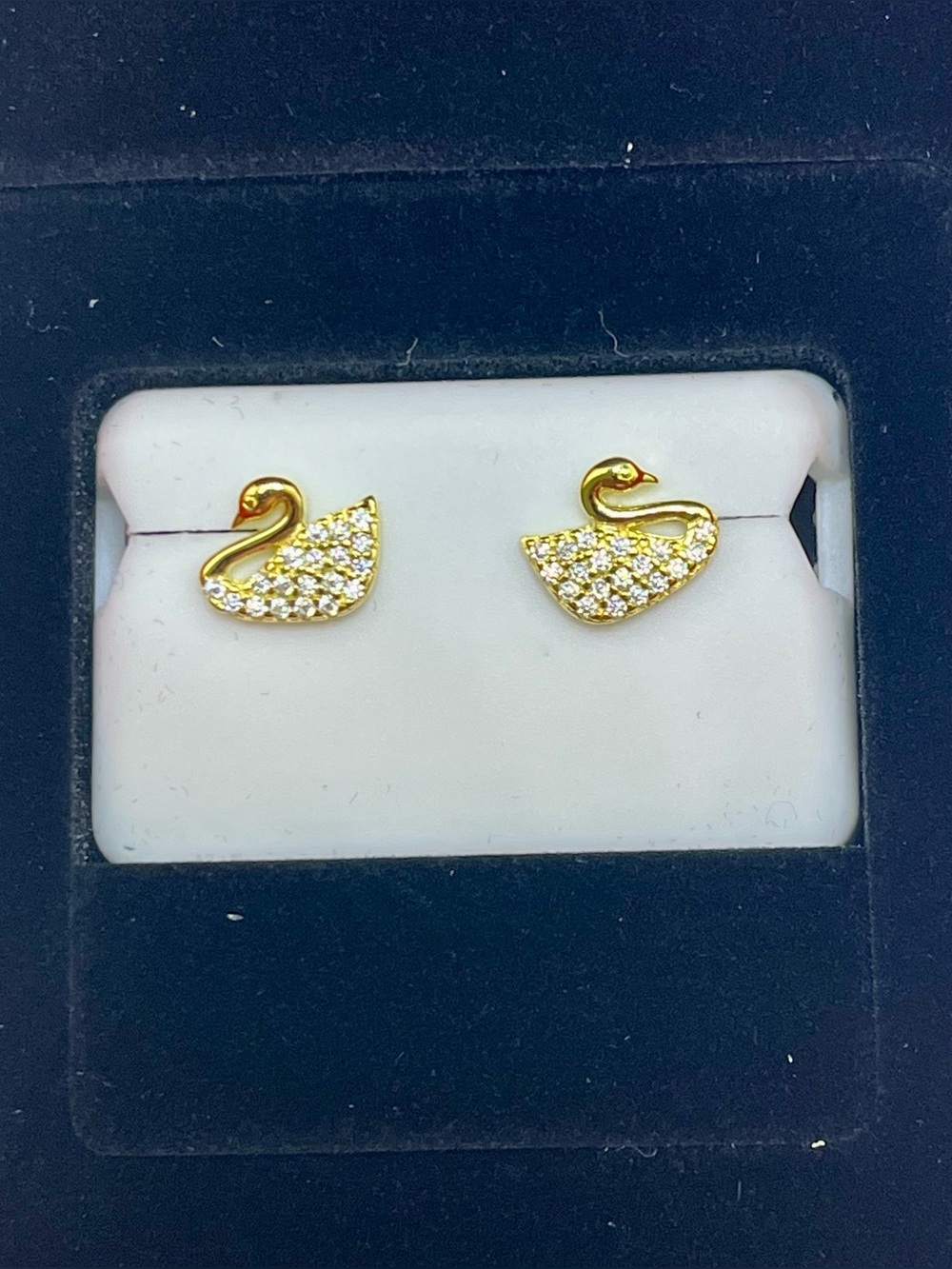 🆕 Gold over Sterling Swan Stud Earrings with .5ctwt Moissanite $200 retail